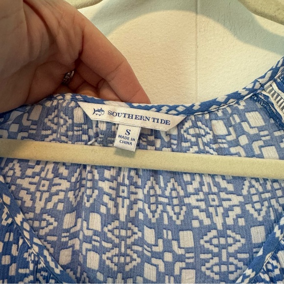 SOUTHERN TIDE Blue & White Patterned 3/4 Sleeve Dress - Picture 3 of 4